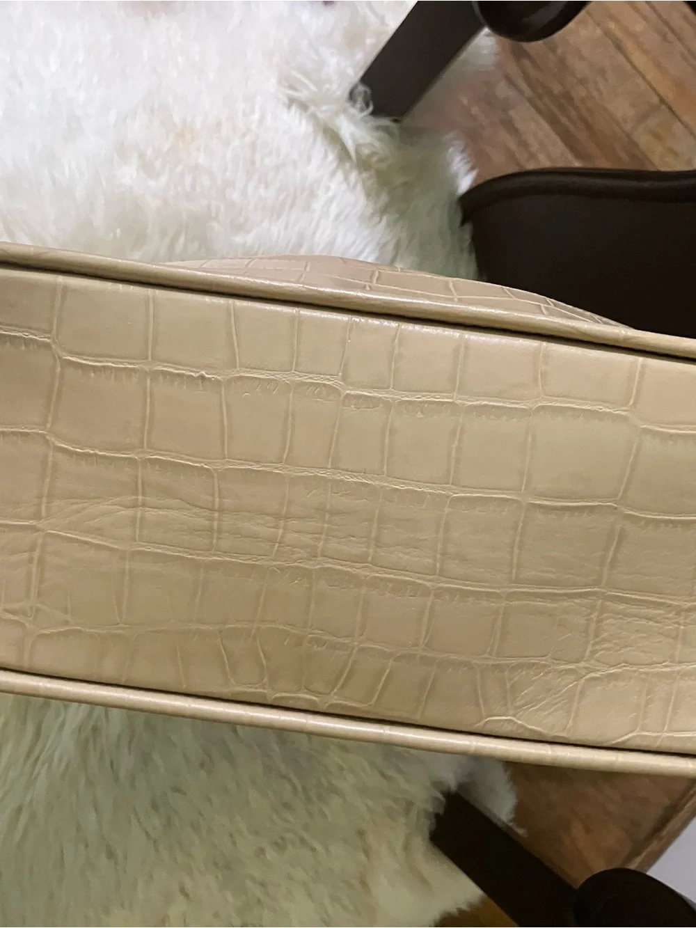 Coach Beige Croc-Embossed Dome Satchel